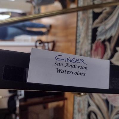 Sale Photo Thumbnail #1442: 'Ginger' Original Framed Watercolor by Nationally Recognized Artist Susan Anderson (#27).  Item is framed under plexiglass.