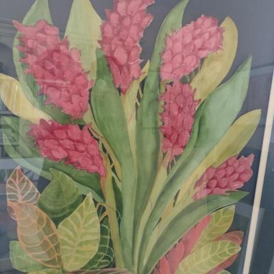 Sale Photo Thumbnail #1435: 'Ginger' Original Framed Watercolor by Nationally Recognized Artist Susan Anderson (#27).  Item is framed under plexiglass.