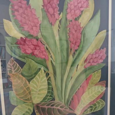 Sale Photo Thumbnail #1433: 'Ginger' Original Framed Watercolor by Nationally Recognized Artist Susan Anderson (#27).  Item is framed under plexiglass.