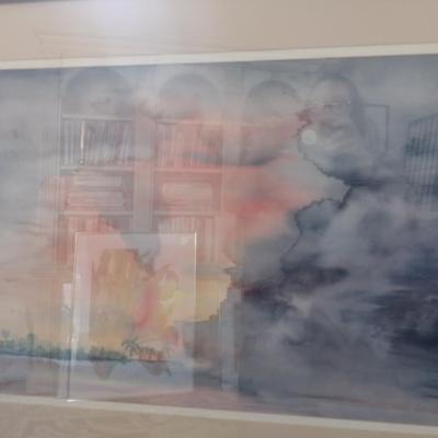 Sale Photo Thumbnail #1444: 'Approaching Storm' Original Framed Watercolor by Nationally Recognized Artist Susan Anderson (#28).  Item is framed under plexiglass.