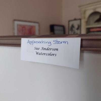 Sale Photo Thumbnail #1453: 'Approaching Storm' Original Framed Watercolor by Nationally Recognized Artist Susan Anderson (#28).  Item is framed under plexiglass.