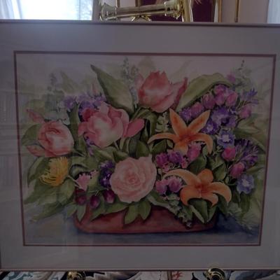 Sale Photo Thumbnail #1455: 'Abundance' Original Framed Watercolor by Nationally Recognized Artist Susan Anderson (#29).  Item is framed under plexiglass.