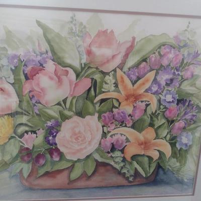 Sale Photo Thumbnail #1456: 'Abundance' Original Framed Watercolor by Nationally Recognized Artist Susan Anderson (#29).  Item is framed under plexiglass.