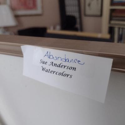 Sale Photo Thumbnail #1460: 'Abundance' Original Framed Watercolor by Nationally Recognized Artist Susan Anderson (#29).  Item is framed under plexiglass.