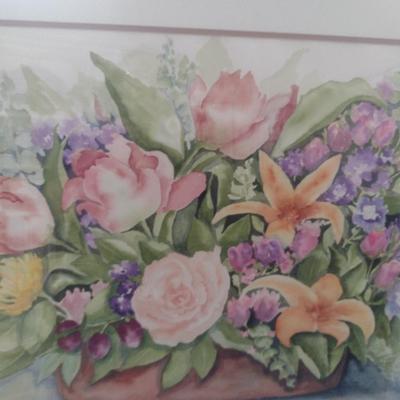 Sale Photo Thumbnail #1457: 'Abundance' Original Framed Watercolor by Nationally Recognized Artist Susan Anderson (#29).  Item is framed under plexiglass.