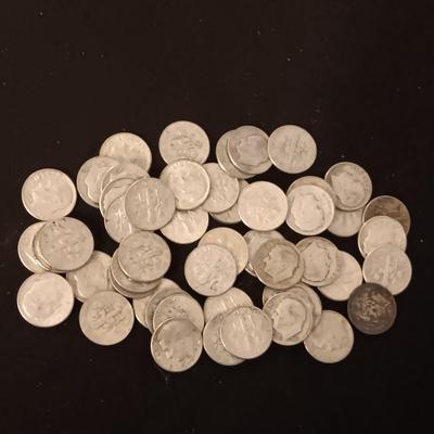 1 ROLL OF ROOSEVELT SILVER DIMES MIXED DATES