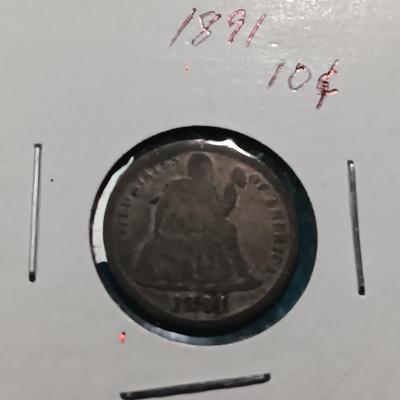 1889 INDIAN HEAD PENNY AND 1891 SEATED LIBERTY DIME