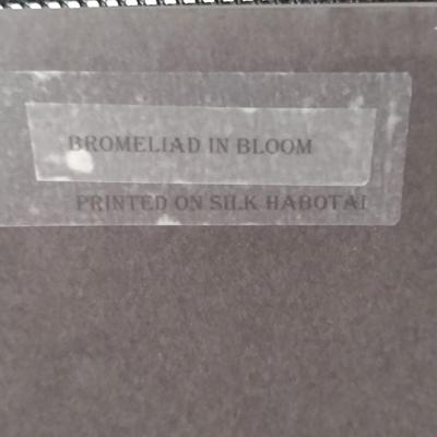 Sale Photo Thumbnail #1495: 'Bromeliad in Bloom' by Jeannie Thomma Framed Painting on Silk Habotai Fabric (#34)