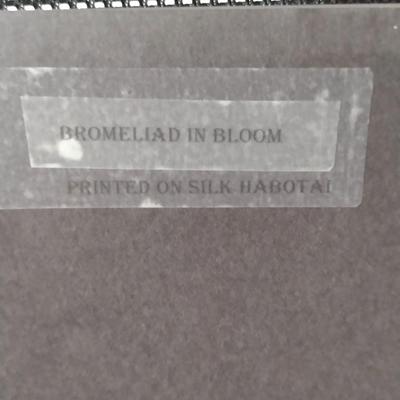 Sale Photo Thumbnail #1496: 'Bromeliad in Bloom' by Jeannie Thomma Framed Painting on Silk Habotai Fabric (#34)