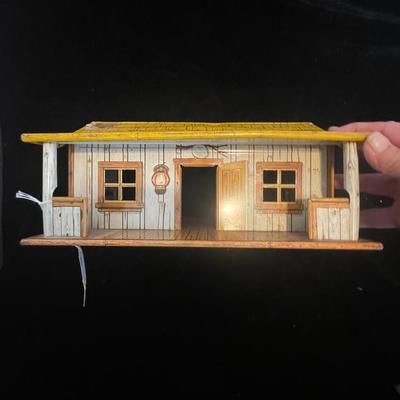 ROY ROGERS TIN LITHO BAR M RANCH HOUSE WITH FENCING PLUS COWBOYS AND INDIANS BY MARX TOYS
