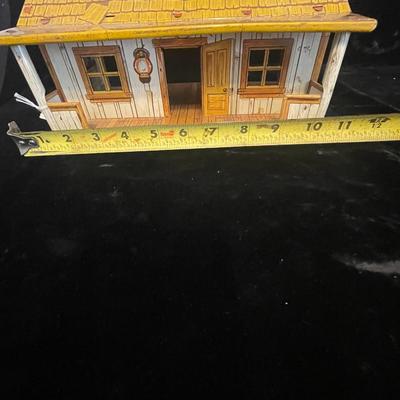 ROY ROGERS TIN LITHO BAR M RANCH HOUSE WITH FENCING PLUS COWBOYS AND INDIANS BY MARX TOYS