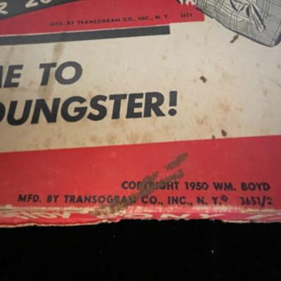 VINTAGE HOPALONG CASSIDY PONY EXPRESS TOSS GAME AND PUNCH OUT AND FOLD BAR 20 RANCH