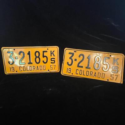 PAIR OF 1957 COLORADO LICENSE PLATES