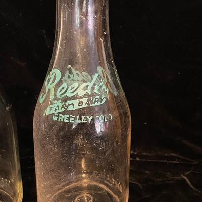 3 OLD GLASS MILK BOTTLES