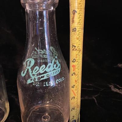 3 OLD GLASS MILK BOTTLES