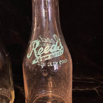 3 OLD GLASS MILK BOTTLES