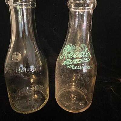3 OLD GLASS MILK BOTTLES