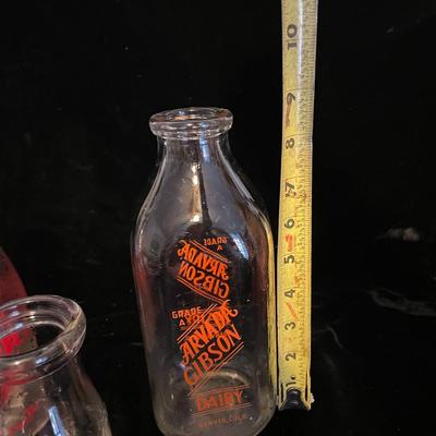3 OLD GLASS MILK BOTTLES