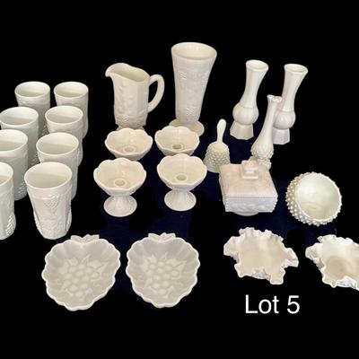 Lot 5 : Milk Glass Collection