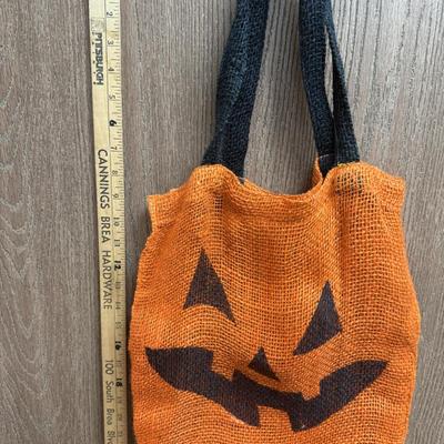 Rustic burlap Trick-or-Treat Jack-o-Lantern Bag orange black