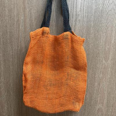Rustic burlap Trick-or-Treat Jack-o-Lantern Bag orange black