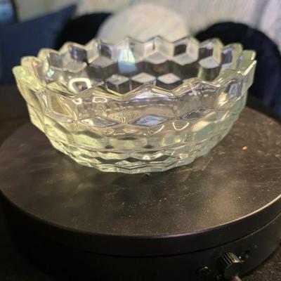 Vintage Fostoria American Clear Glass Bowl — Iconic Cubist Pattern & Timeless Pressed Glass Design