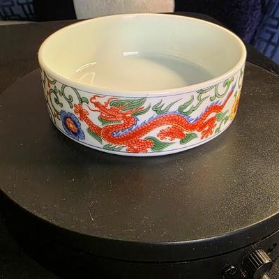 Vintage Otagiri OMC Japan Hand-Painted Porcelain Bowl — Red Dragon & Imari Floral Motif | Mid-Century Asian Artistry