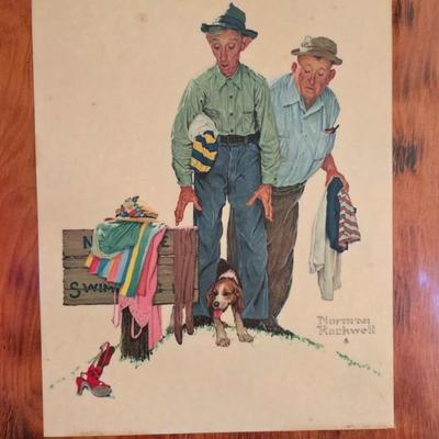 Vintage Norman Rockwell “No Swimming” Art Print — Classic Americana Humor & Timeless Storytelling