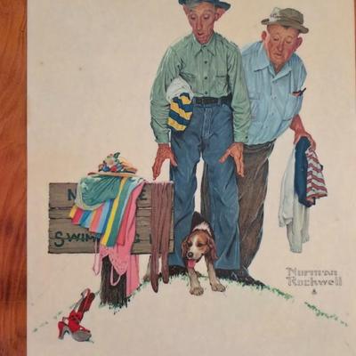 Vintage Norman Rockwell “No Swimming” Art Print — Classic Americana Humor & Timeless Storytelling