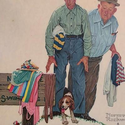 Vintage Norman Rockwell “No Swimming” Art Print — Classic Americana Humor & Timeless Storytelling