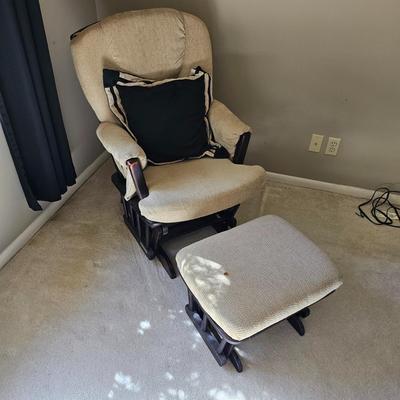 Sherman Tan/Black Platform Rocker & Matching Ottoman