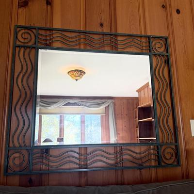 Metal Framed Beveled Mirror