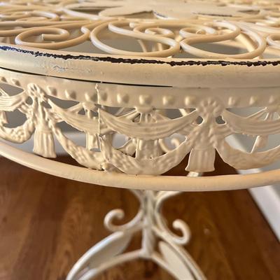 Cream Distressed Metal Round Side Table