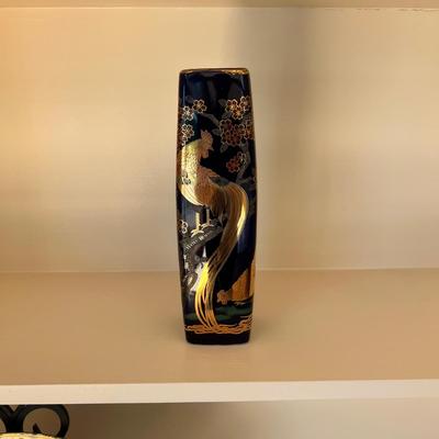 Japanese Heritage Mint Vase & Mixed Metal Egyptian Plate W/ Stand