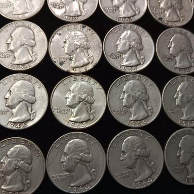 40 SILVER WASHINGTON QUARTERS MIXED DATES