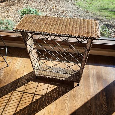 Rattan & Metal Wine Rack