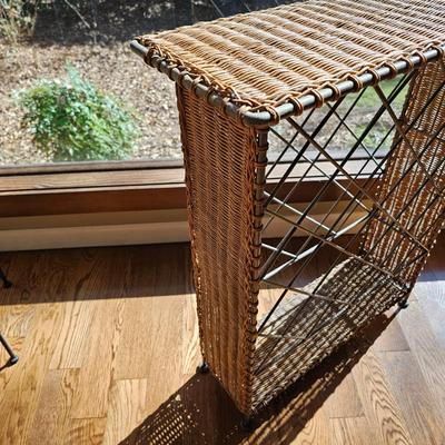 Rattan & Metal Wine Rack