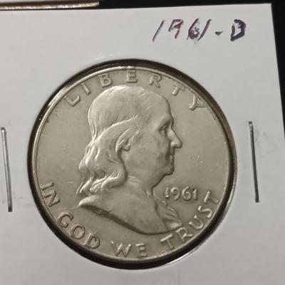 3 FRANKLIN SILVER HALF DOLLARS