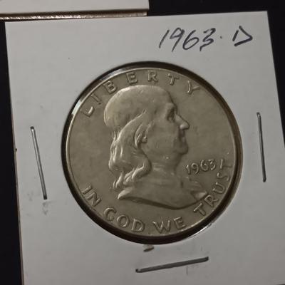 3 FRANKLIN SILVER HALF DOLLARS