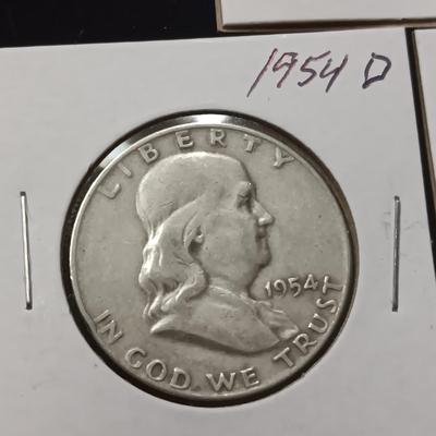 3 FRANKLIN SILVER HALF DOLLARS