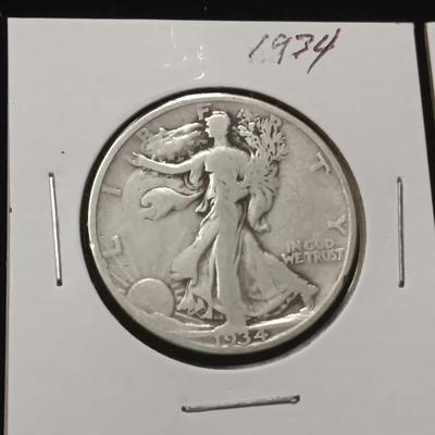 2 WALKING LIBERTY SILVER HALF DOLLARS