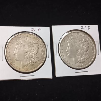 1921-P & 1921-S MORGAN SILVER DOLLARS