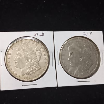 1921-P & 1921-D MORGAN SILVER DOLLARS