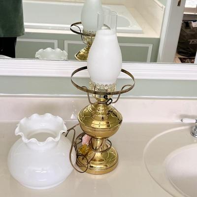 Three Converted Brass Oil Lamps (PB-BC)