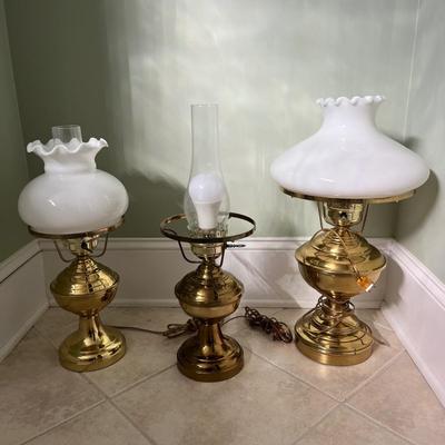 Three Converted Brass Oil Lamps (PB-BC)