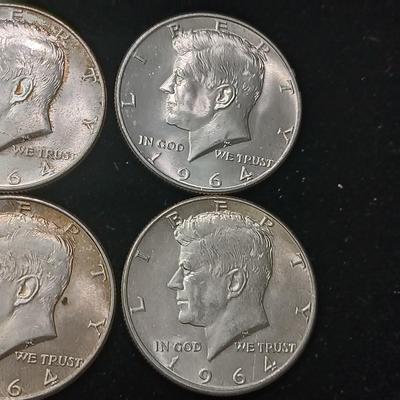SIX 1964 SILVER KENNEDY HALF DOLLARS