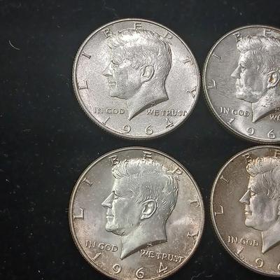 SIX 1964 SILVER KENNEDY HALF DOLLARS