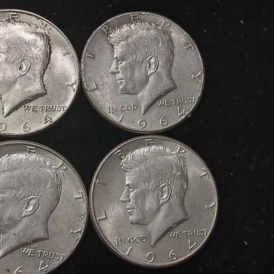 SIX 1964 KENNEDY SILVER HALF DOLLARS