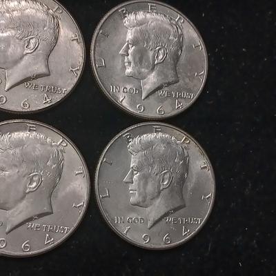 SIX 1964 KENNEDY SILVER HALF DOLLARS