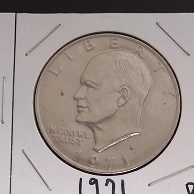 Set of Three Eisenhower Silver Dollars 1971, 1971-D and 1972-D Circulated (10)